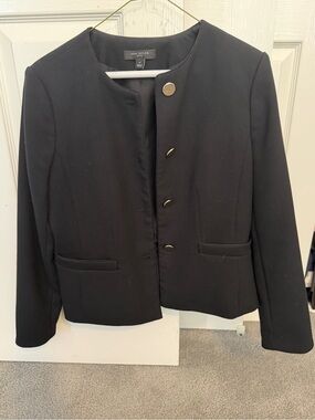 Ann Taylor Black Collarless Wool Blend Jacket